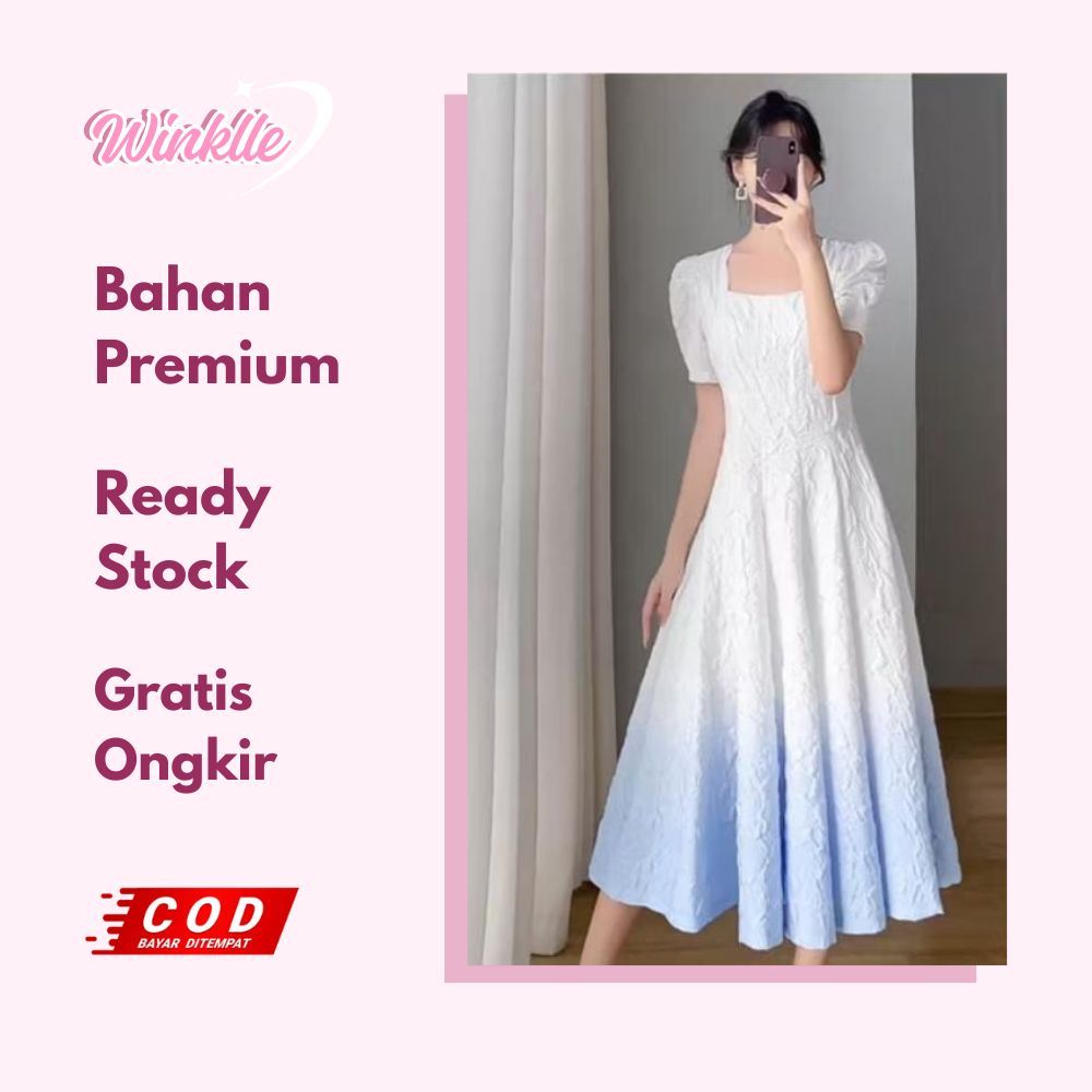 [Viral & Mewah] Dress Kondangan Elegan Bahan Satin Mewah, Potongan A-Line dengan Train Pendek - Coco