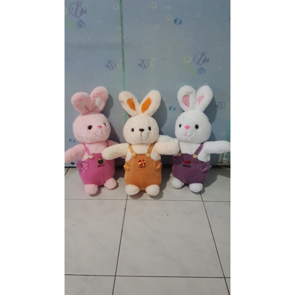 Boneka Animal Rabbit Overal Summer By SEULGI , Boneka Kelinci Baju Bahan Halus Merk Seulgi