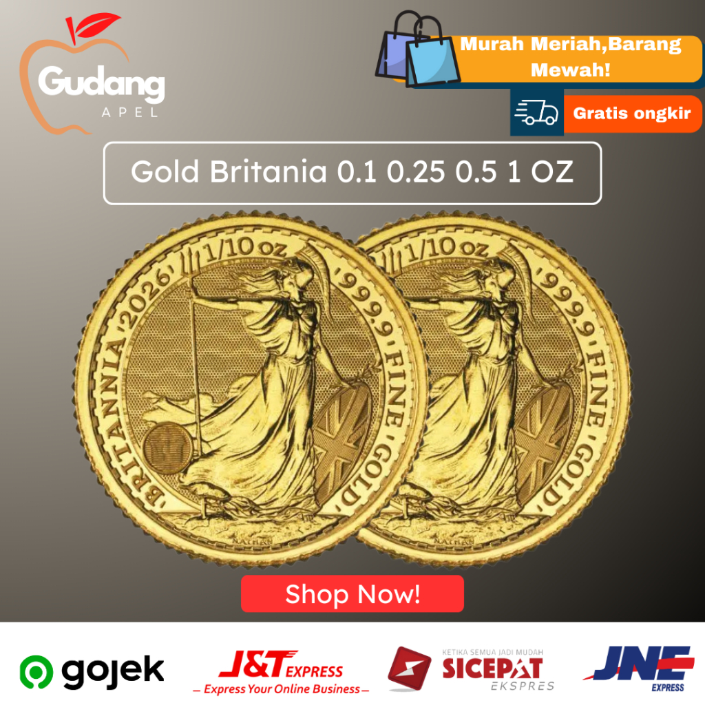Koin Emas Britannia 0.1 0.25 0.5 1 OZ 31 gram 9999 2026