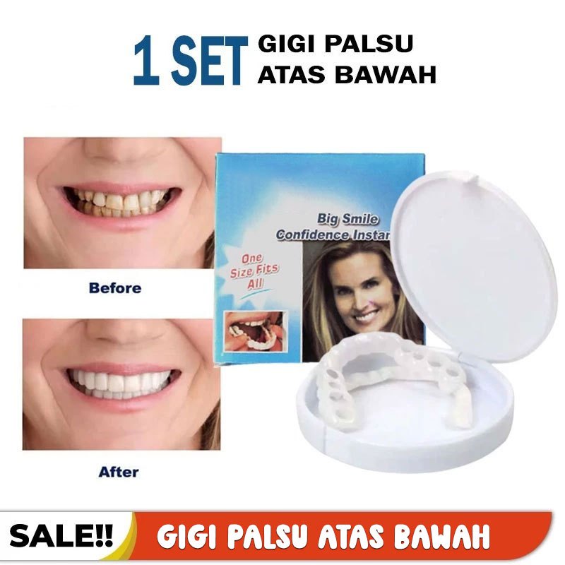 Original Authentic Gigi Palsu Sepasang Atas Bawah Lepas Pasang Gigi Palsu