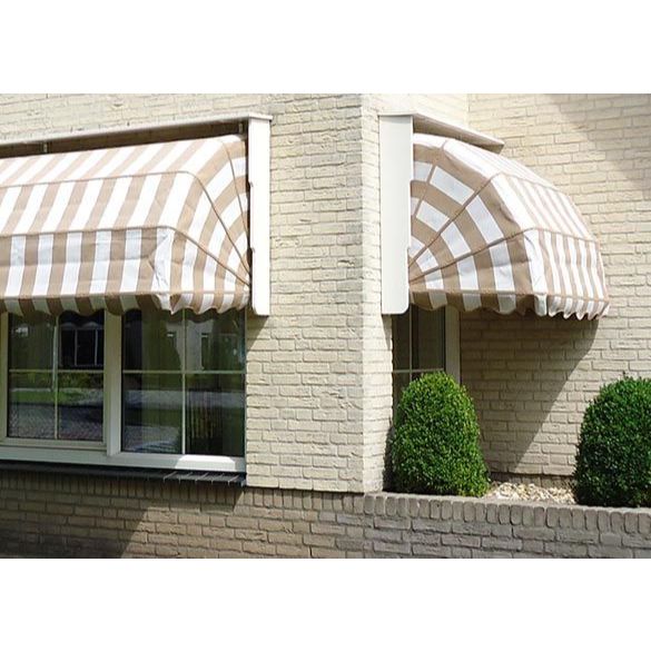 kanopi kain awning rangka melengkung warna belang belang murah