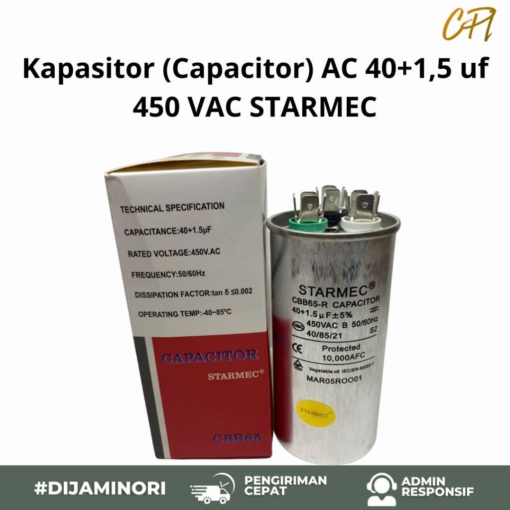 Kapasitor (Capacitor) AC 40+1,5 uf 450 VAC STARMEC
