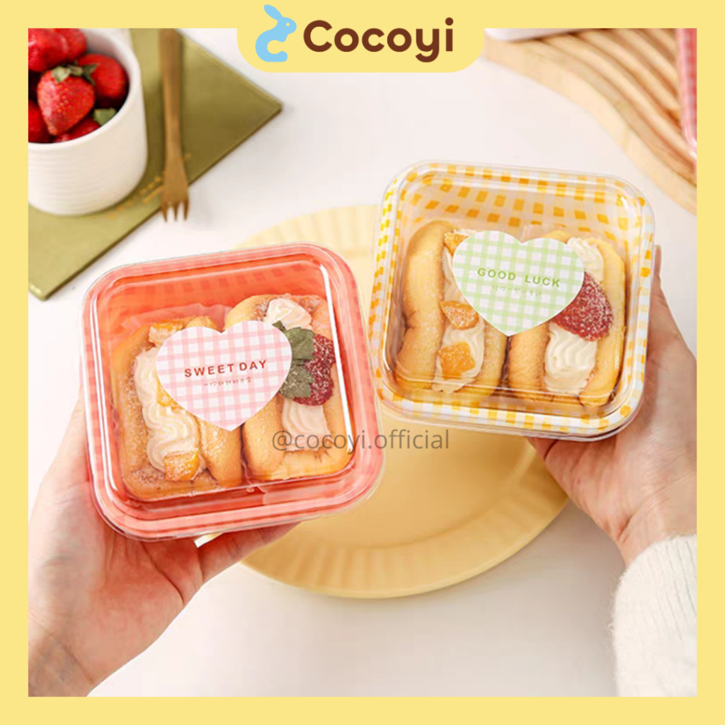 [Isi 10 BOX] [COCOYI] Kotak Kue Gingham Kotak Packaging Lunch Box Cake Bento Cake Pudding Dessert Bo