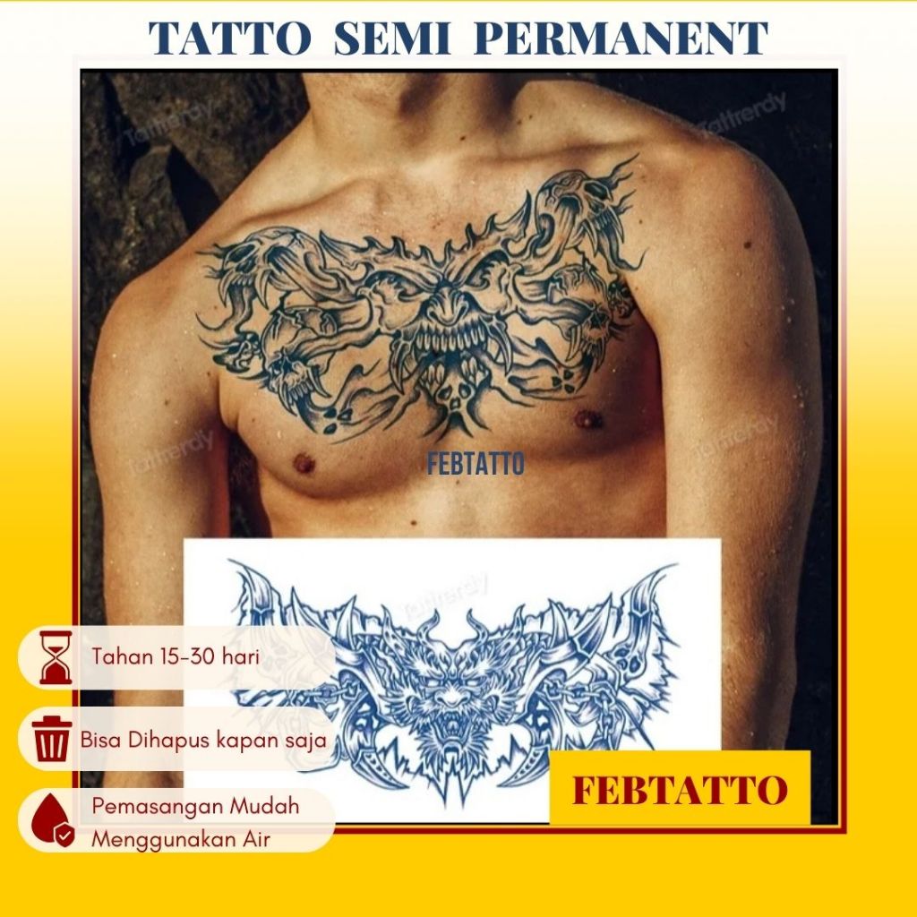 FRUIT INK Temporary Tattoo Full Chest Semi Permanent Motif Aesthetic Tattoo Temporary Tattoo Sticker