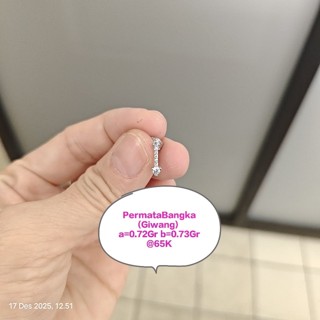 Giwang/Kerabu Garis Full Batu 65K Perak Krum 925