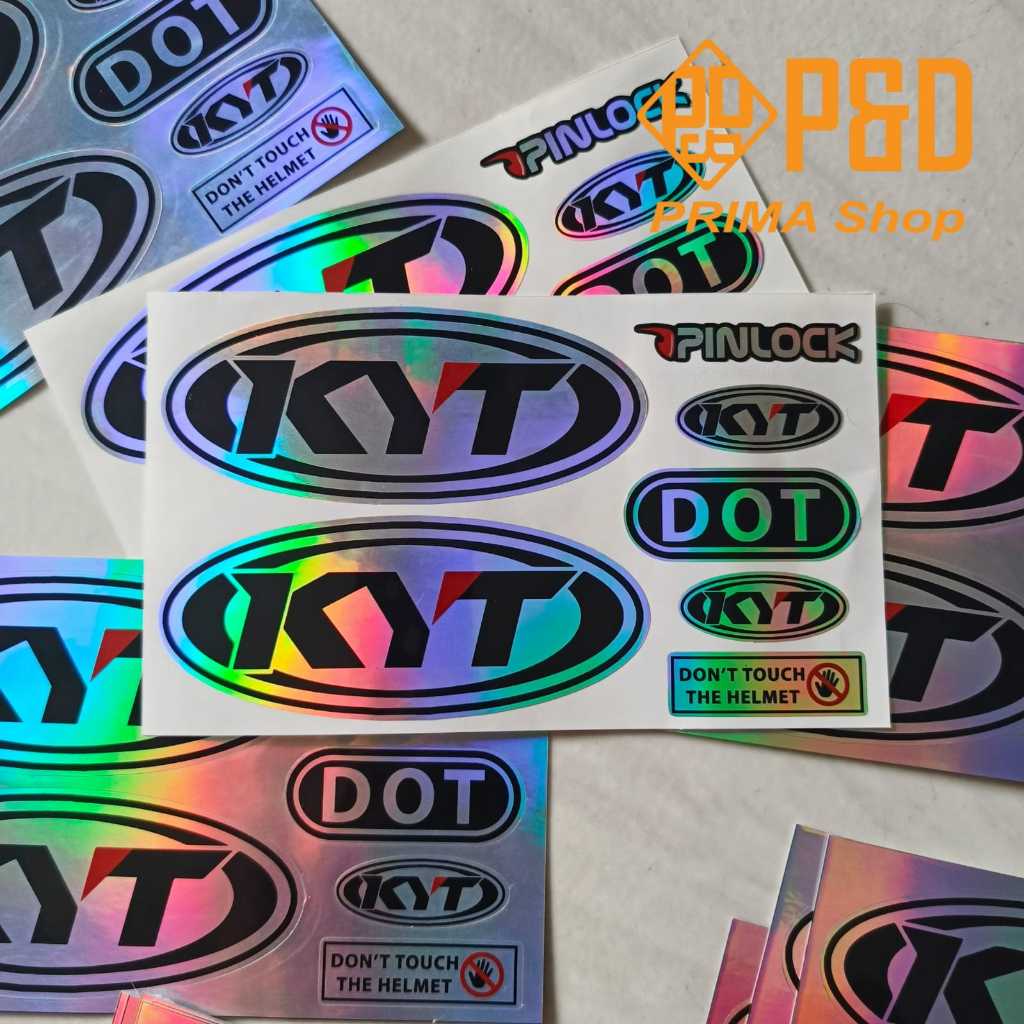 sticker logo helm kyt Kyoto dll satu set hologram