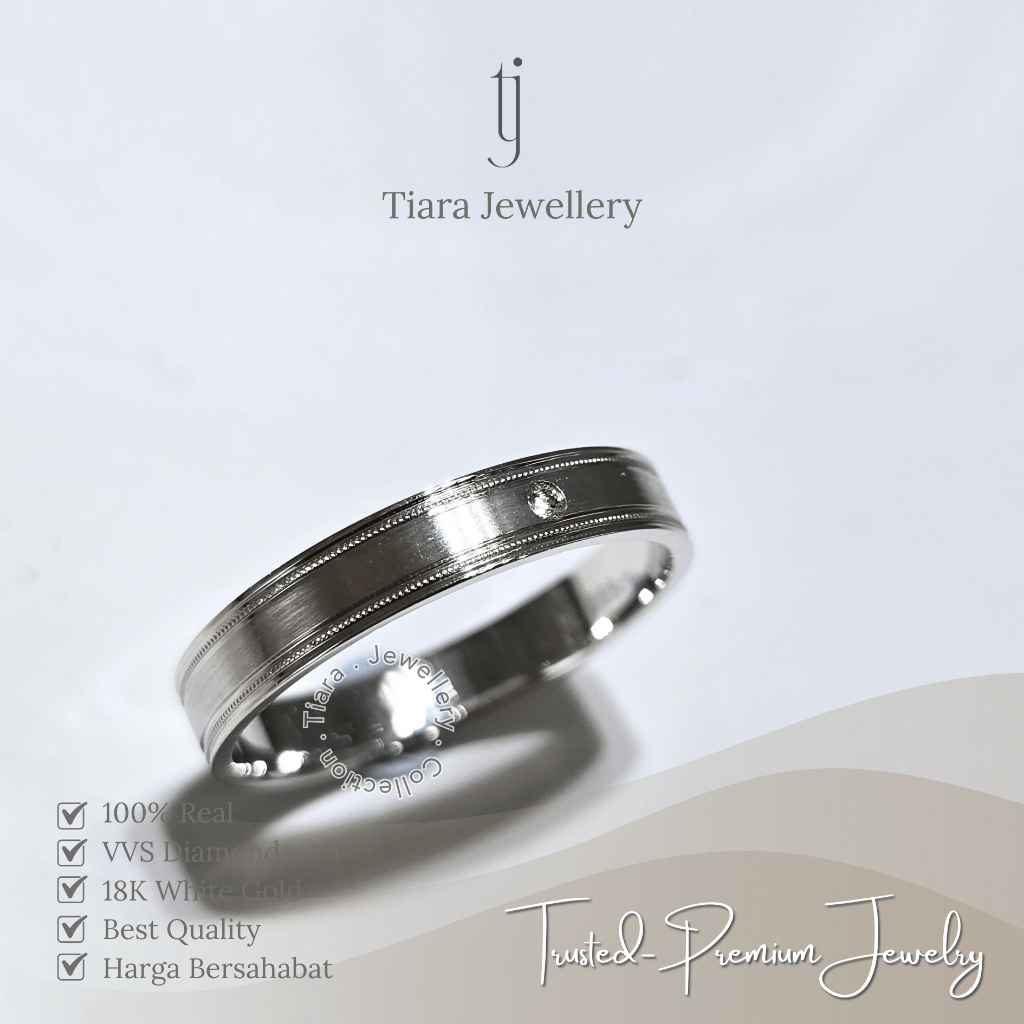 Tiara Jewellery - Dainty Everyday VVS Diamond Ring 18K White Gold [Wl102] / Cincin Kecil Cantik Prop