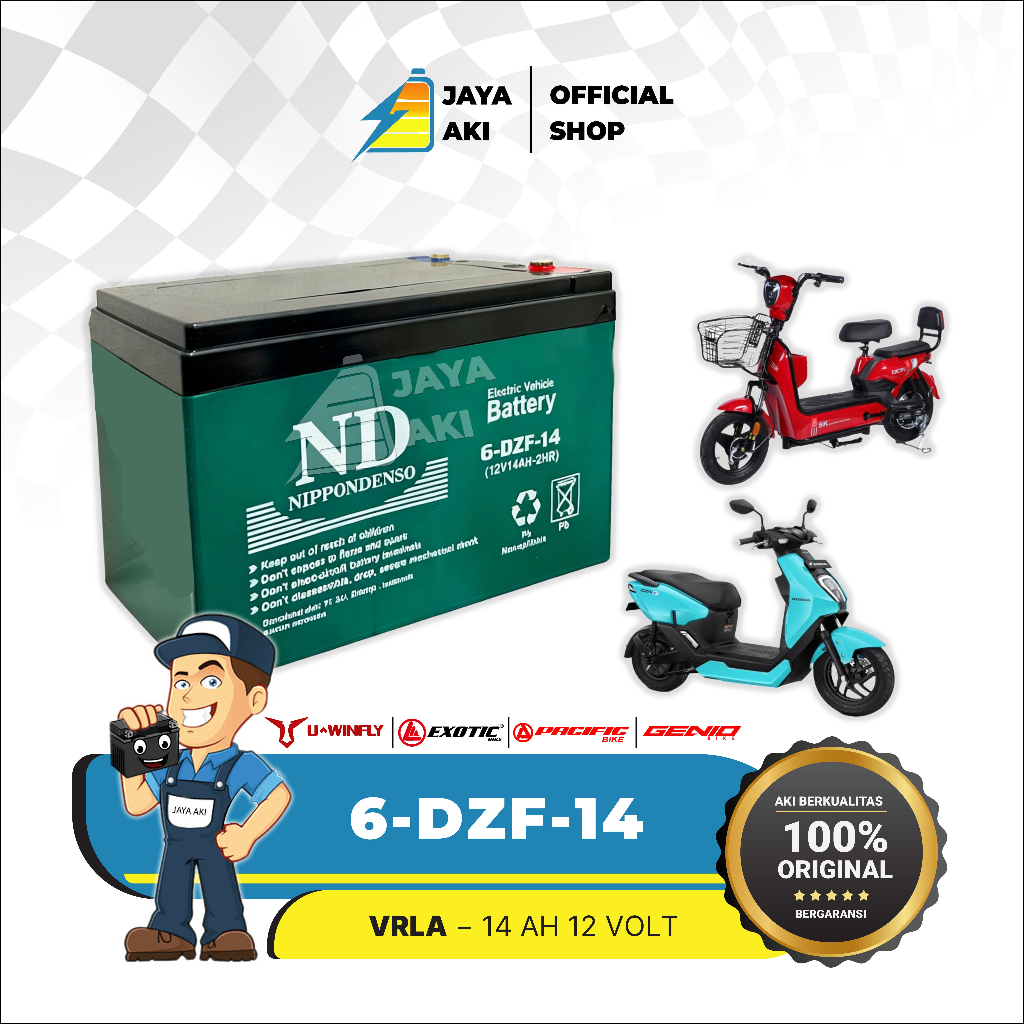 NIPPONDENSO 6-Dzf-14 12V 14Ah Aki Sepeda Listrik