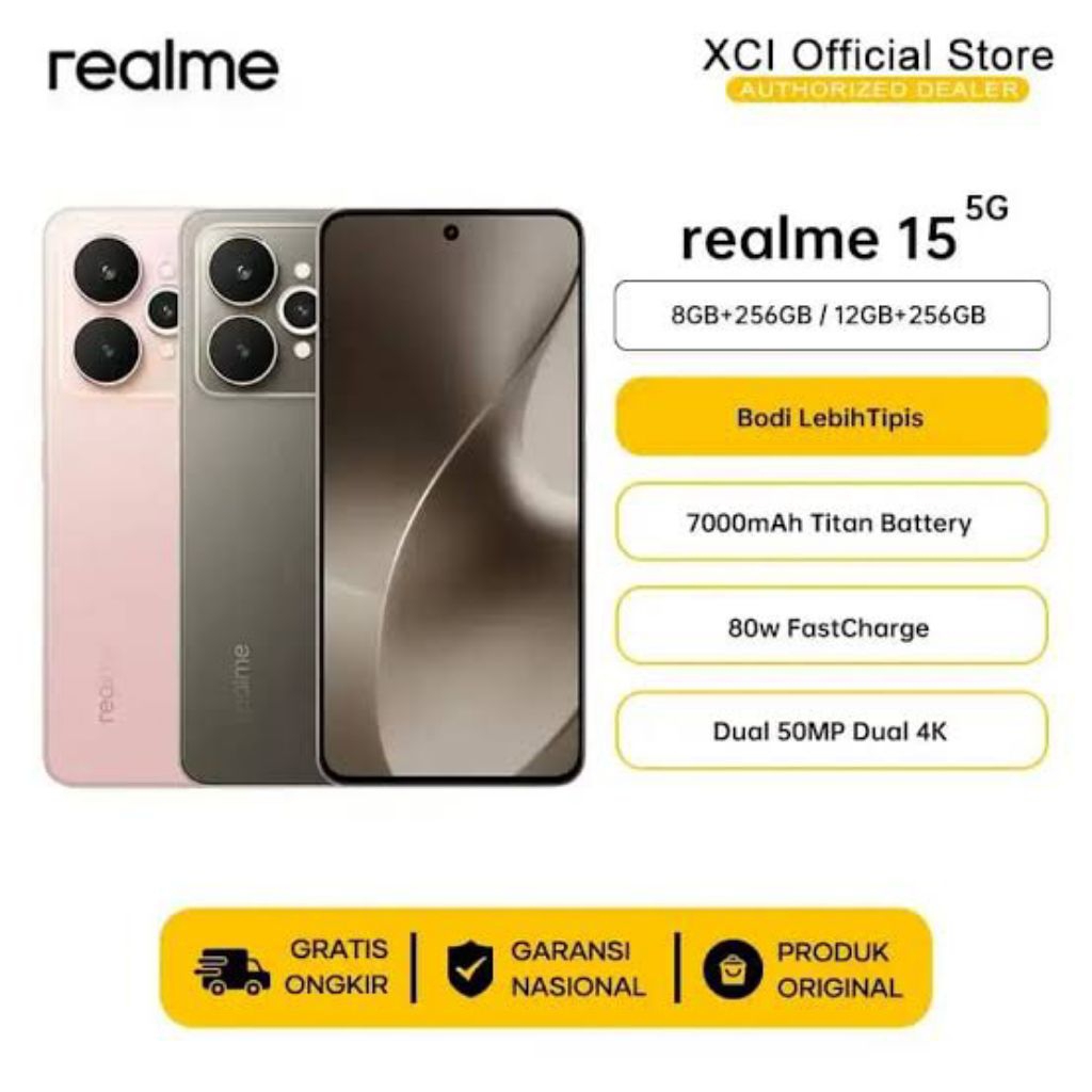 Realme 15 5G Ram 12gb+10gb 256gb nfc new garansi resmi