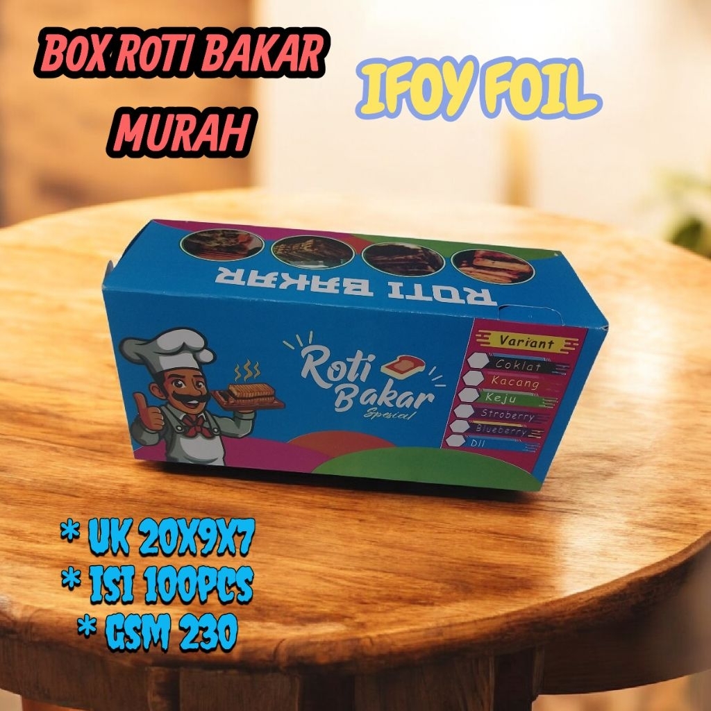 kemasan box dus roti bakar ifory foil uk 20x9x7 isi 100 lembar// bok roti bakar// dus roti bakar mur