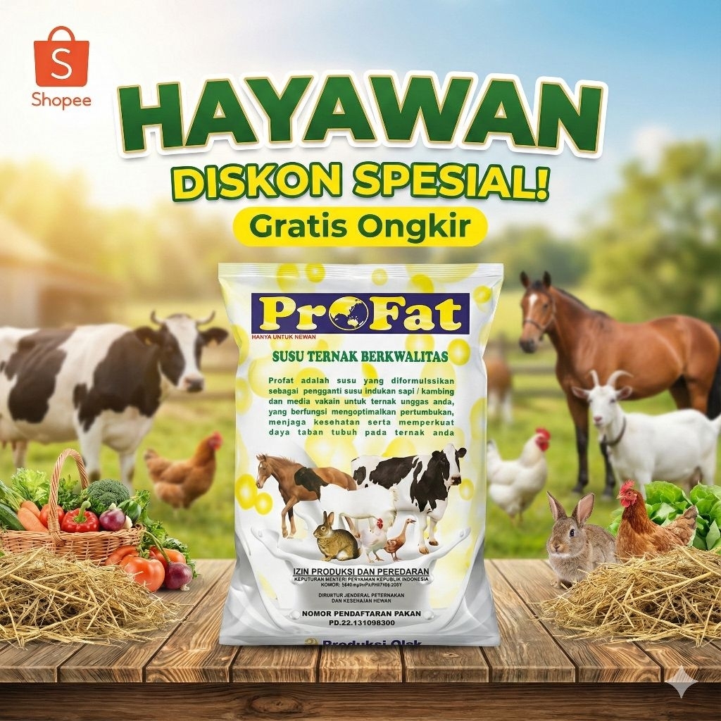 [ ProFat 1Kg ] Susu Ternak Profat Berkualitas Pengganti Susu Induk & Penggemukan Sapi/Domba/Kuda/Bab