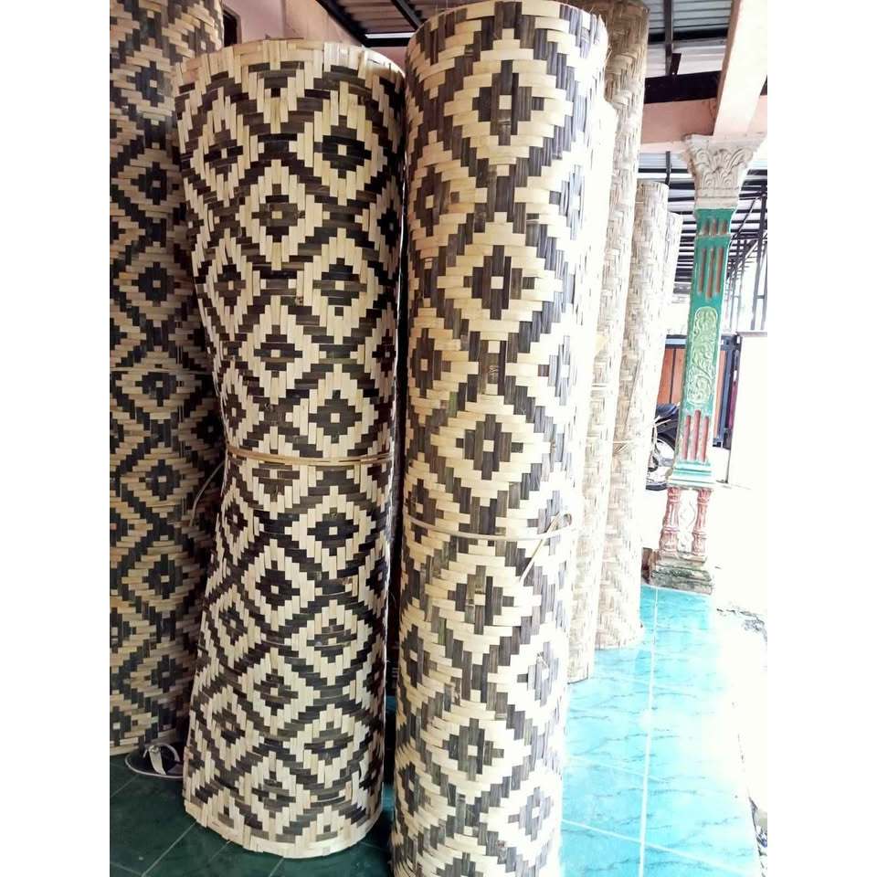 BILIK, TABAG, HINIS, ANYAMAN BAMBU GEDEG MOTIF BUNGA TERLARIS TERMURAH