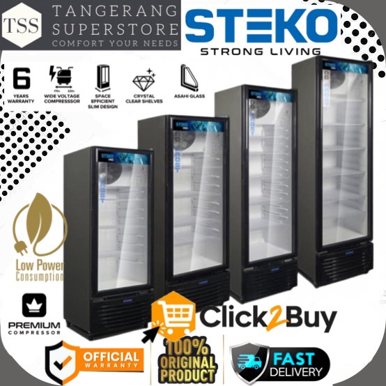 STEKO SHOWCASE LG250 LG-250 LG 250 NO FROST TECHNOLOGY SUPER LOW WATT DOUBLE ASAHI DIAMOND GLASS SHO