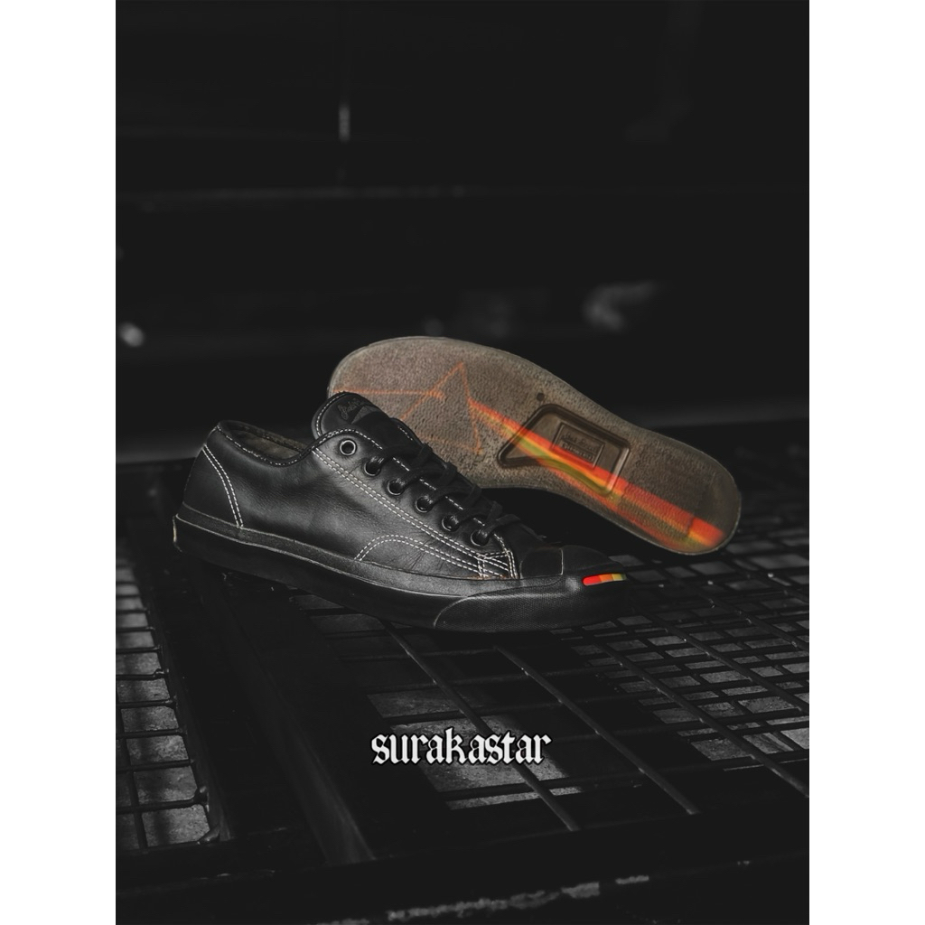 CONVERSE JACK PURCELL OX PINK FLOYD " THE DAKR SIDE OF THE MOON " LEATHER BLACK