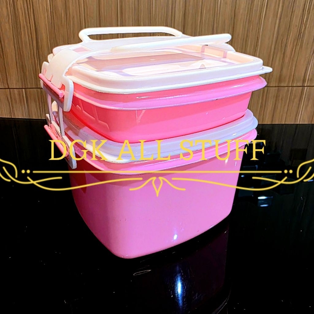 Rantang Segi Persegi Petak Tempat Kotak Makan Katering Prasmanan Bekal Bontot Anak Piknik Hajatan Be