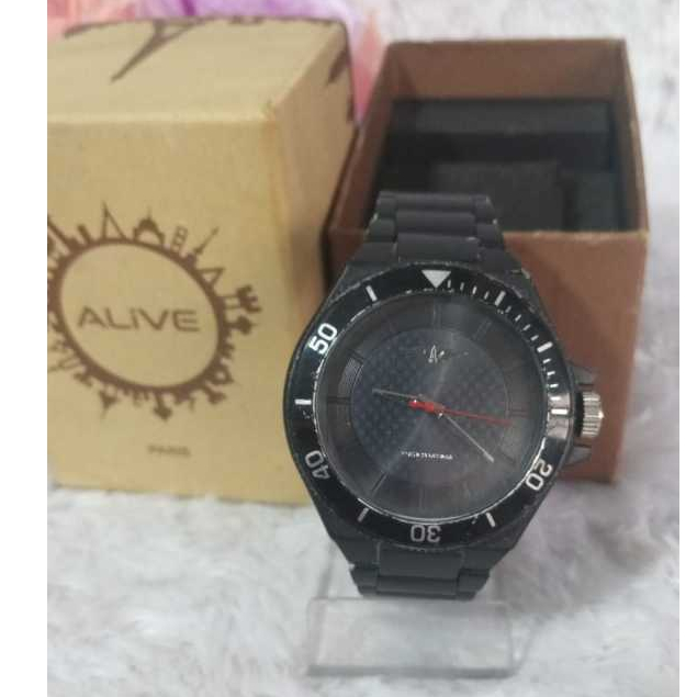 JAM TANGAN PRIA ALIVE SOPHIE MARTIN BLACK = FREE BOX