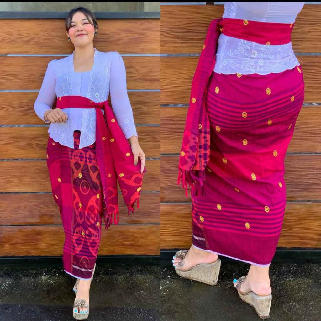 Endek Dobol Tretes emas set selendang