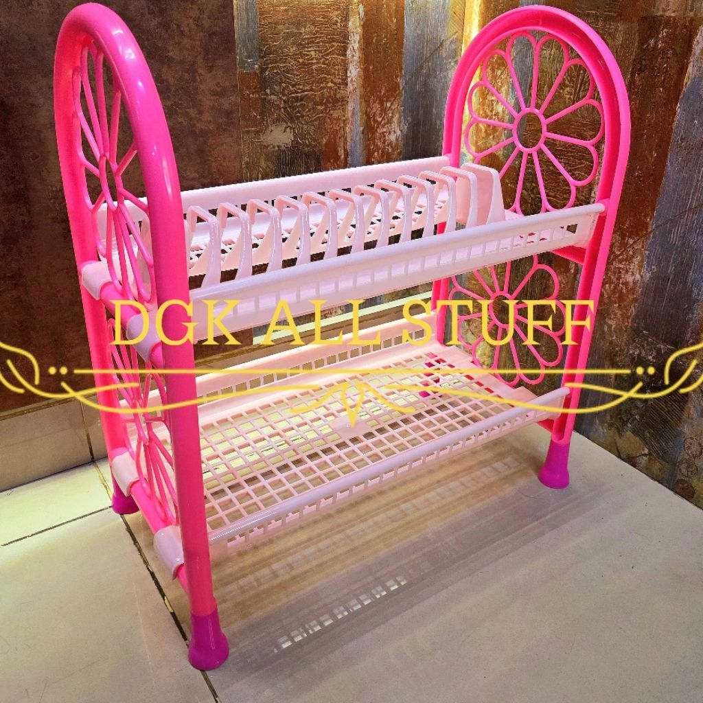 Rak Tempat Wadah Pengering Peniris Piring Alat Makan Sendok Garpu Gelas Wastafel Plastik 2 Susun Dua