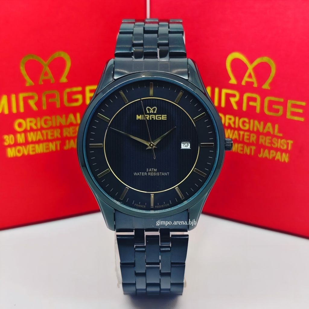 Jam Tangan Analog Pria MIRAGE 8882BRP-M Original Black Dial Stainless Steel Strap Garansi Resmi 1 Ta