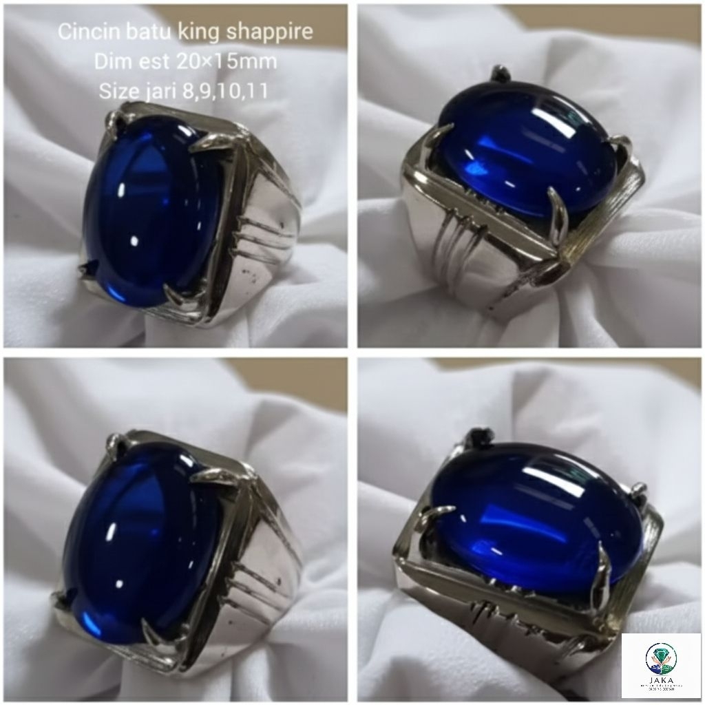 cincin pria mewah king safir dep blue ring monel jumbo