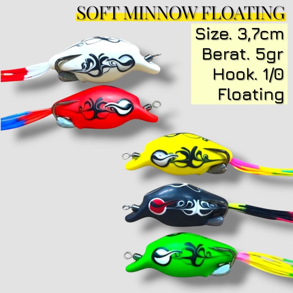 SOFT FROG MINNOW FLOATING. soft minnow. umpan casting gabus. lure casting gabus.