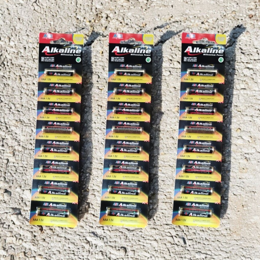 Baterai ABC Alkaline AAA 1,5V Kemasan Renceng Isi 8 PCS (1 Renteng)