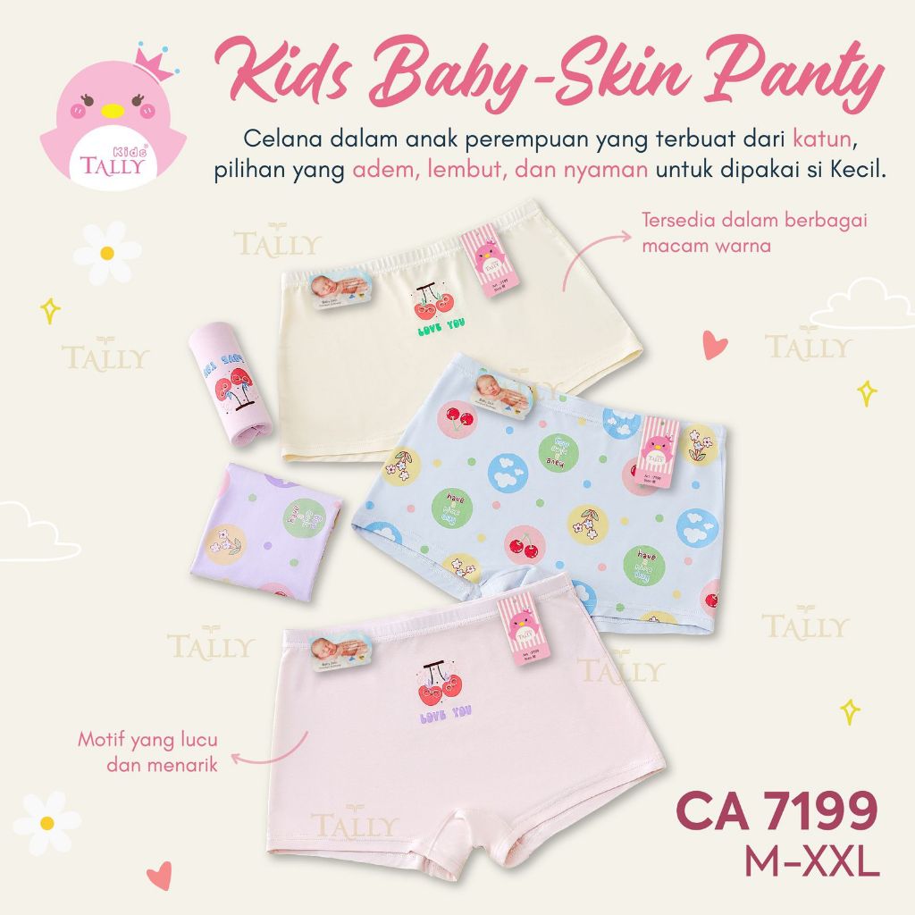 Boxer Anak Tally 7179 Putih Katun Kids GIRLS - NEW BOXER CD ANAK TALLY BABY SKIN 7199 NEW - Tally Ki