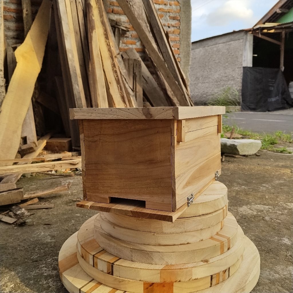 Kotak Lebah Tawon Madu Kayu Jati Rumah Lebah Tawon Madu Pintu Samping 40×20×20CM