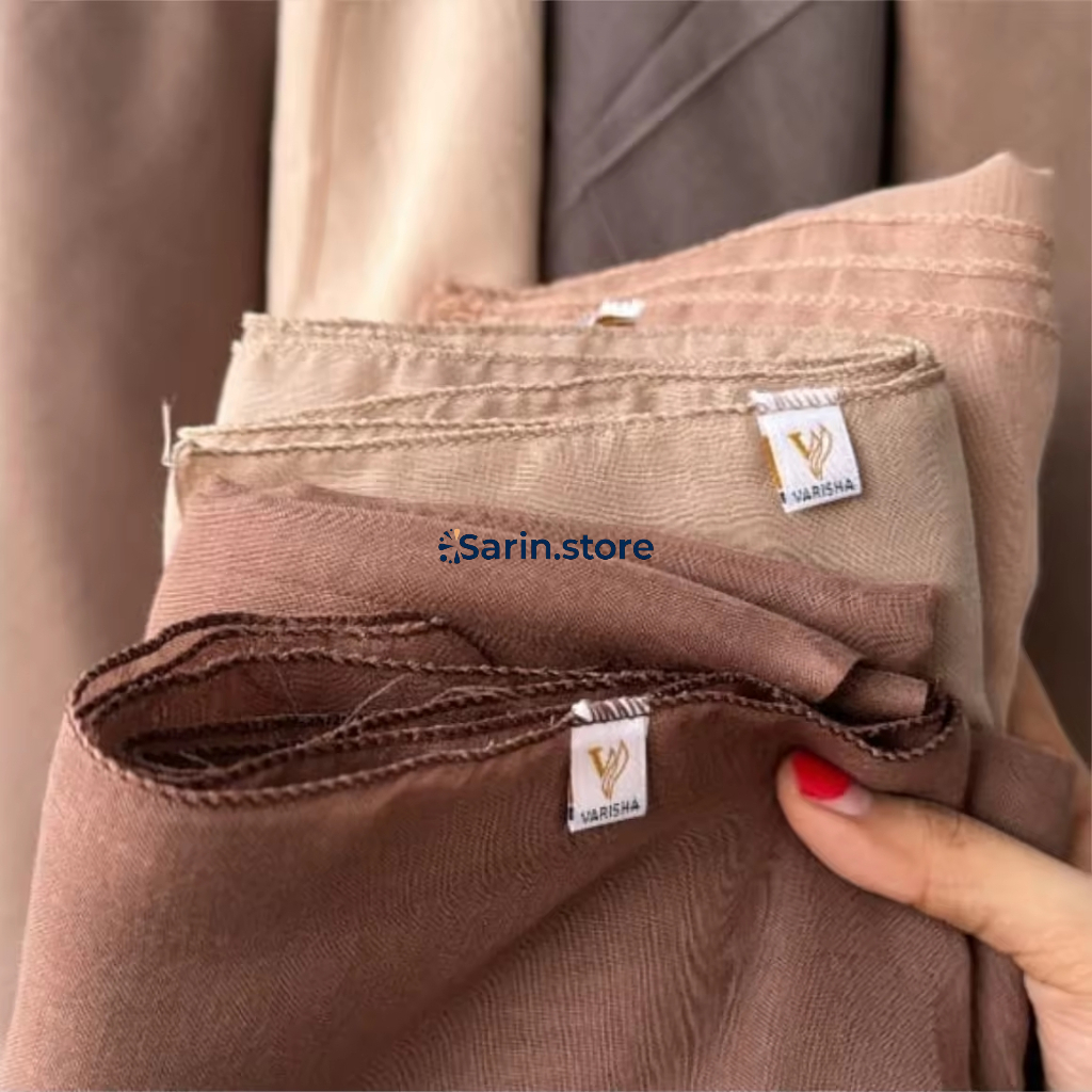 Kerudung Segi empat Paris Jadul Varisha Coklat Mahogany Katun Premium