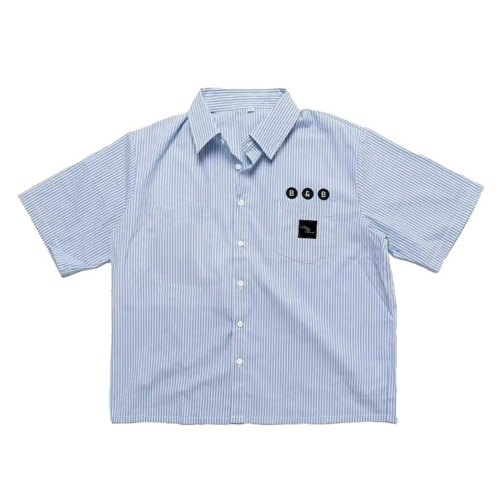 CenOutfits Workshirt Boxy STRIPE BIRU - Woven