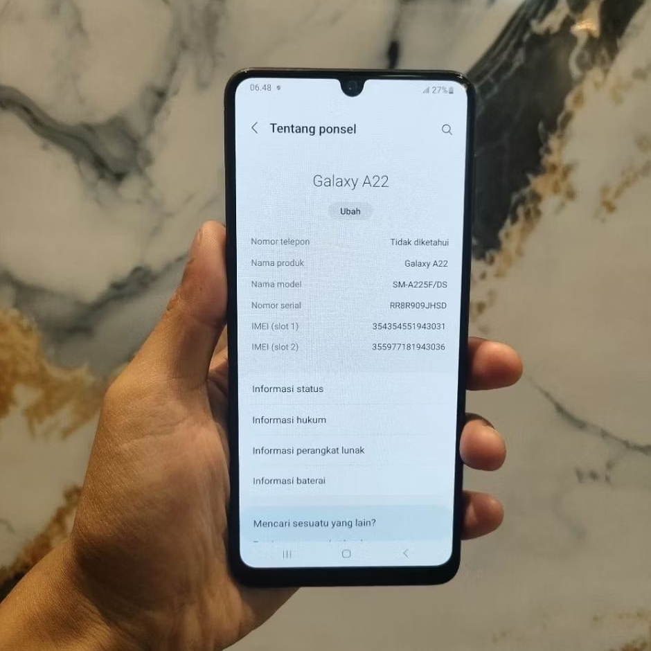 SAMSUNG GALAXY A22 (4G) 6/128 SECOND FULLSET ORI