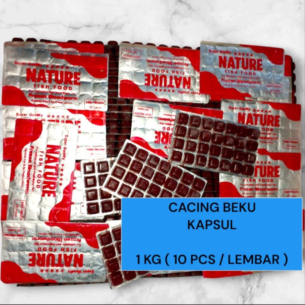 Cacing beku bloodworm 100 gram / cacing beku kapsul / cacing beku / pakan ikan / pakan ikan hias / p