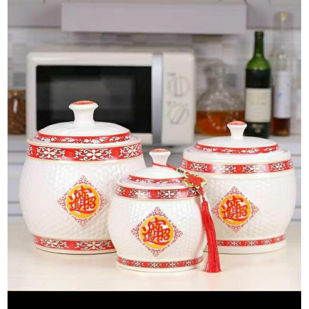 Tempat Beras Keramik Guci Beras - Keramik Feng Shui