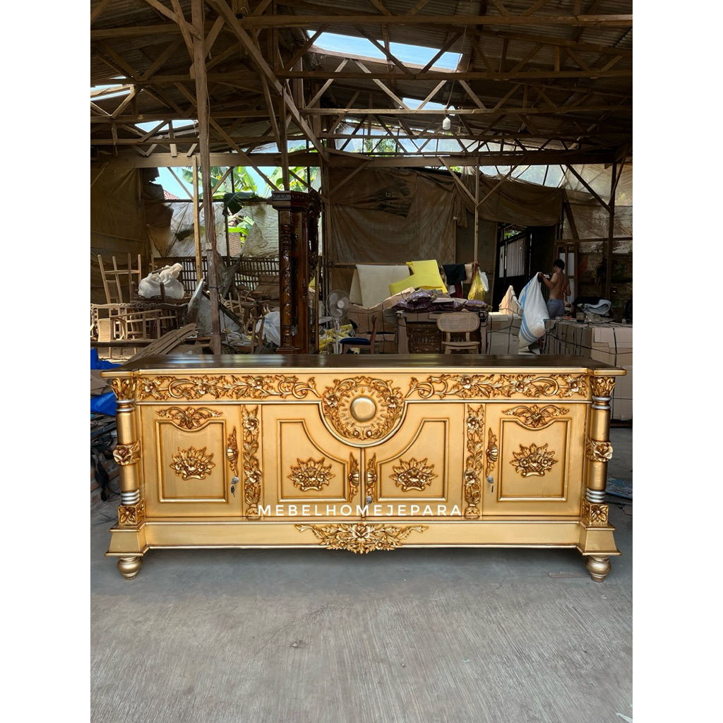 Buffet tv ukir jati gold,buffet tv termurah jati,Buffet ukir jepara,bufet ukir jati termurah