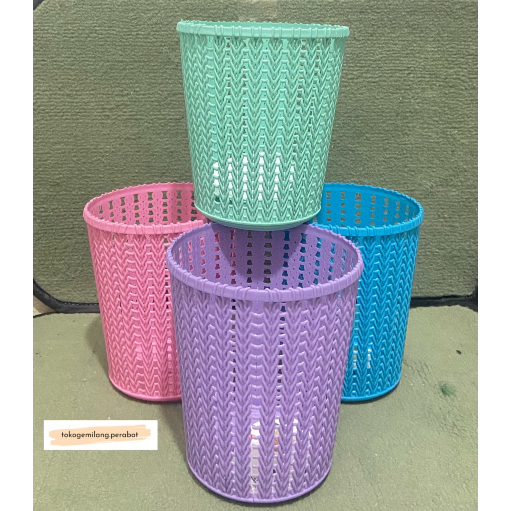 Keranjang Bulat / Tempat Sendok Bulat / Keranjang Bulat Rotan / Keranjang Plastik Bulat / Keranjang 