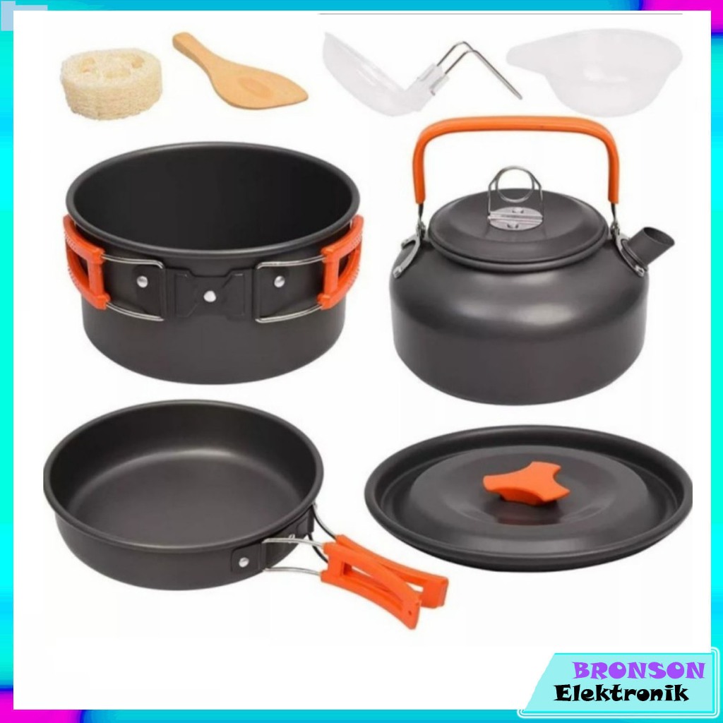 Panci Set Camping Q2 8303 Alumunium Panci Kuah Fry Pan