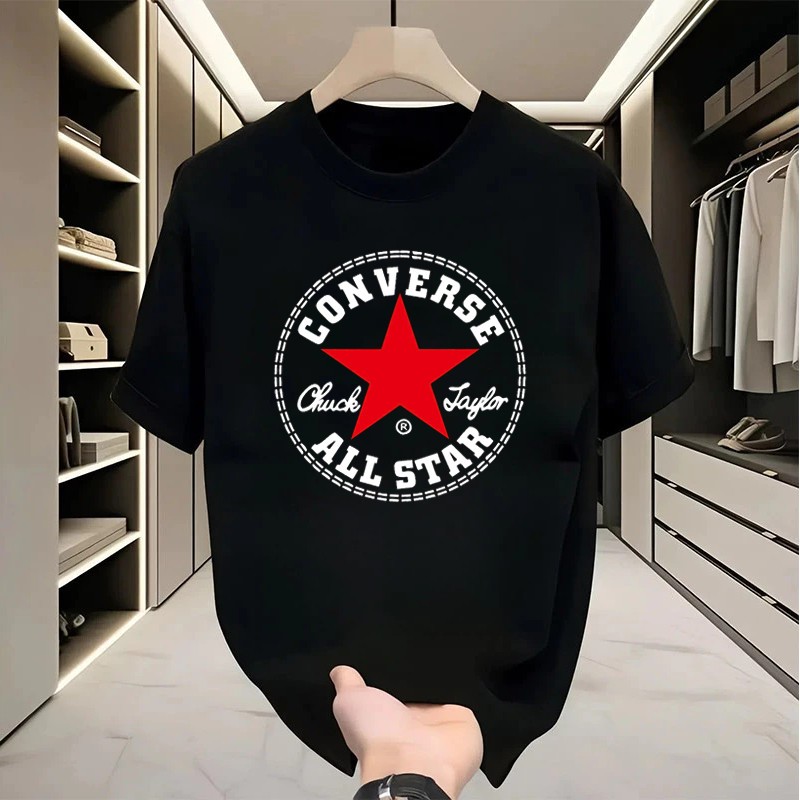 (COD) baju kaos pria oversize distro original 100% t shirt | Converse l Kaos pendek Pria Wanita