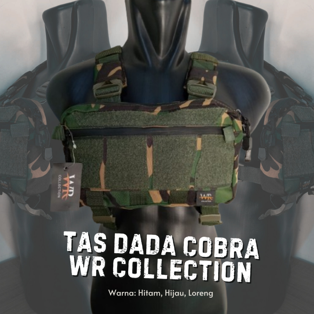 Tas Dada Hitam Hijau Loreng  Tactical Multifungsi Merk WR / Tas dada pria / Tas dada cobra