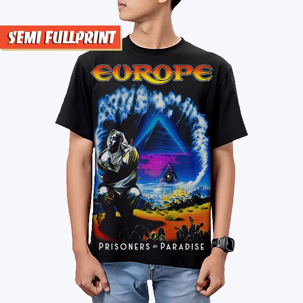 KAOS EUROPE SEMI FULLPRINT | BAJU BAND BOOTLEG HEAVY METAL GLAM HARD ROCK UNISEX | PRISONERS