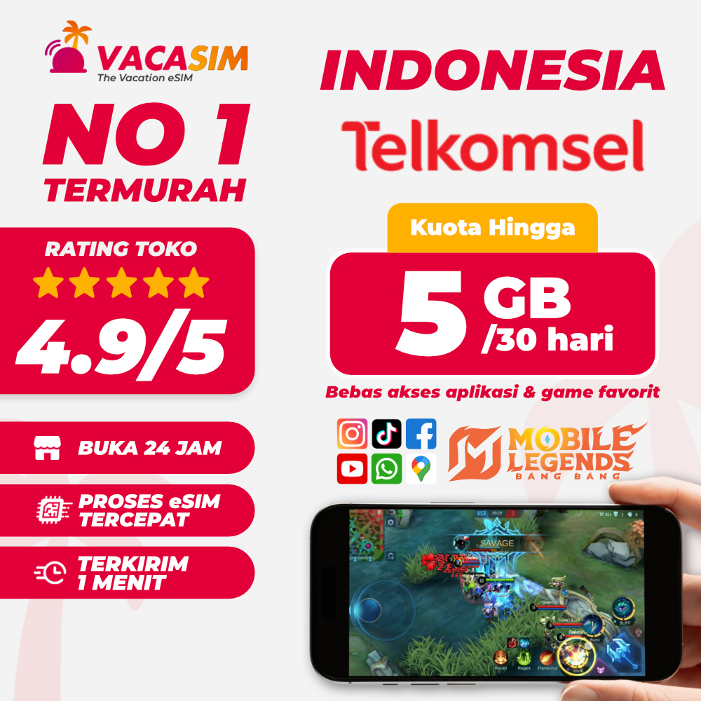 eSIM Roaming Indonesia Telkomsel Kuota Internet 5GB 30 Hari | Solusi Untuk IMEI Blokir IPHONE INTER