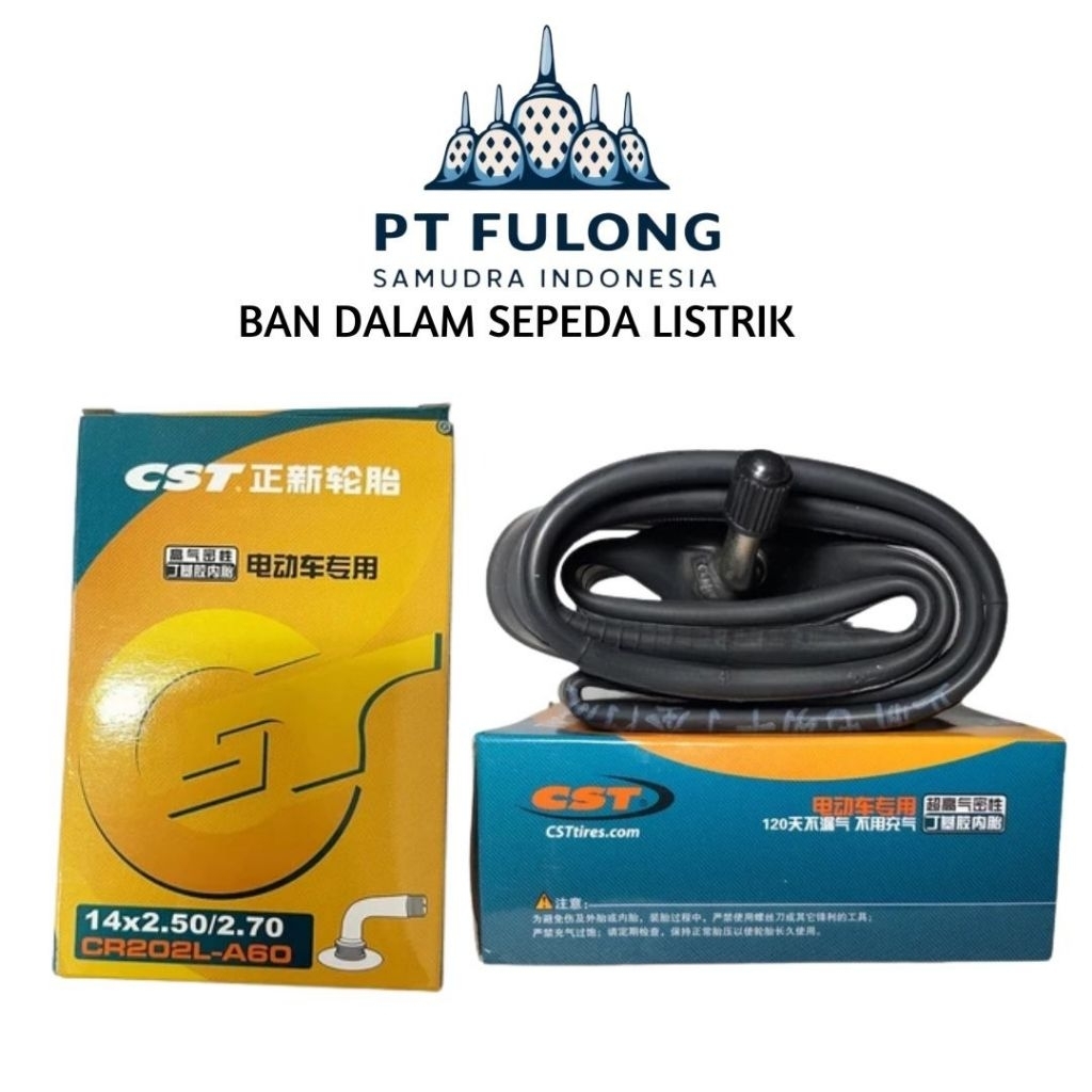 FULONGGER<CST ban dalam 14" (14x2.50) ring 14inch sepeda listrik pentil bengkok