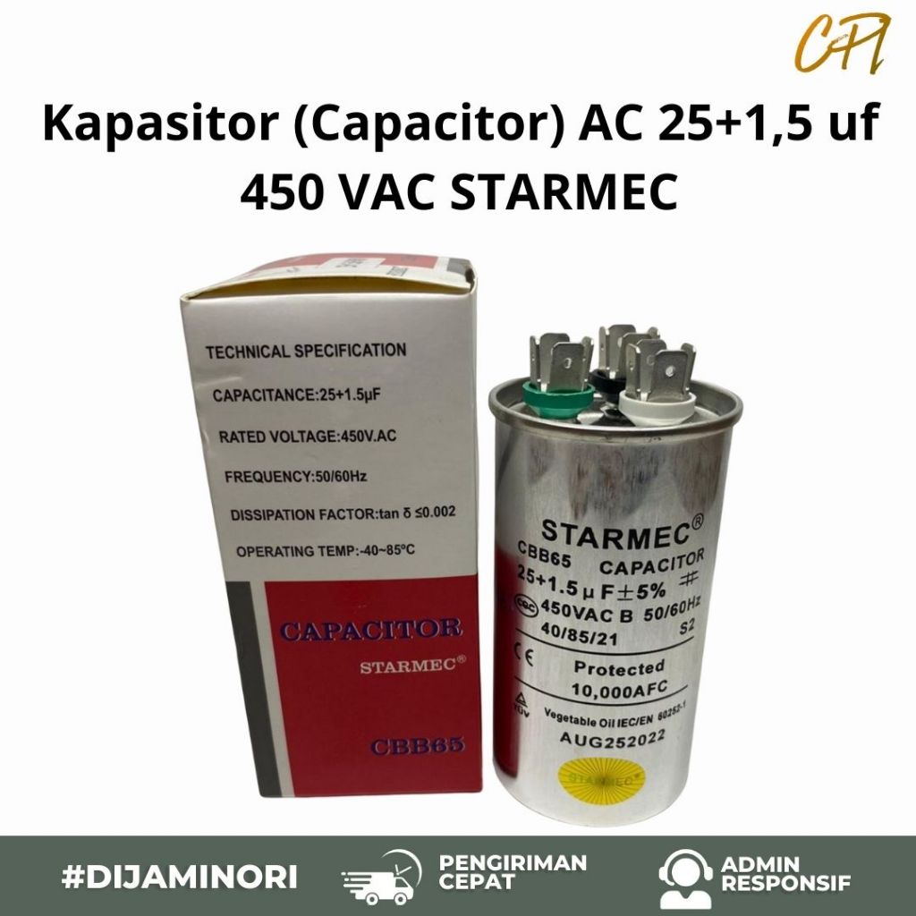 Kapasitor (Capacitor) AC 25+1,5 uf 450 VAC STARMEC