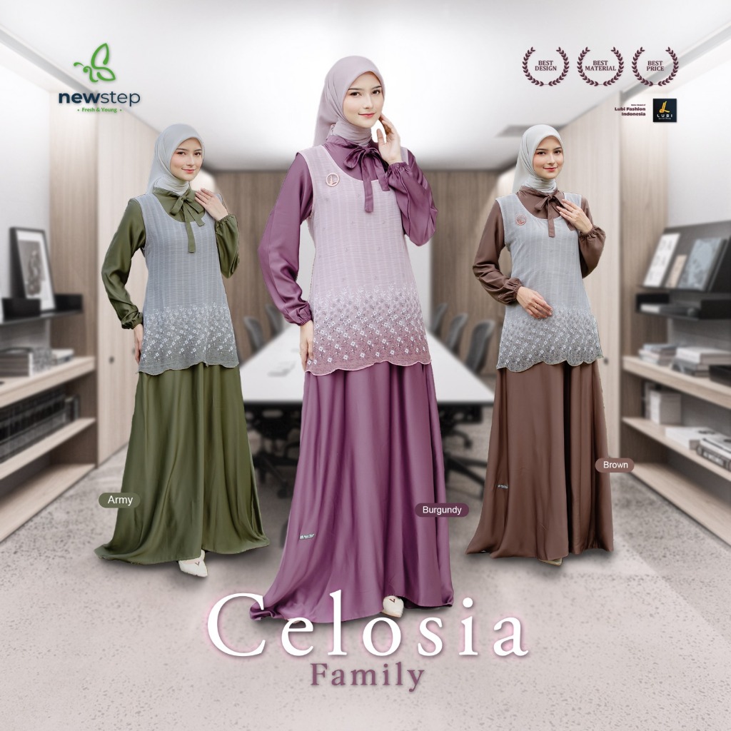 Gamis Terbaru 2026 Gamis New Step CELOSIA Baju Gamis Wanita Remaja Gamis Modern Gamis Two Piece Look