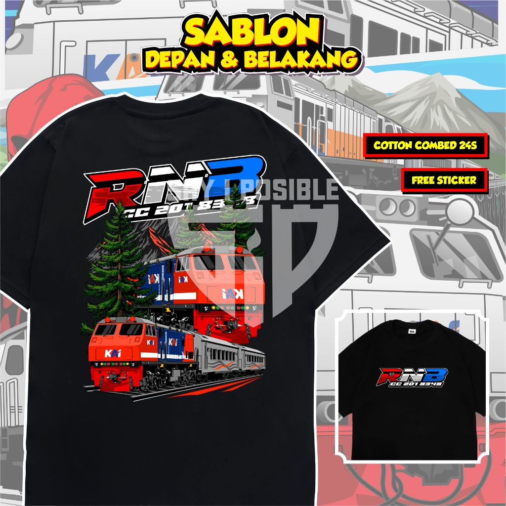 ( FREE STIKER ) KAOS KERETA API RNB ID - BAJU KERETA API KAI RAILFANS INDONESIA ANAK DAN DEWASA COTT
