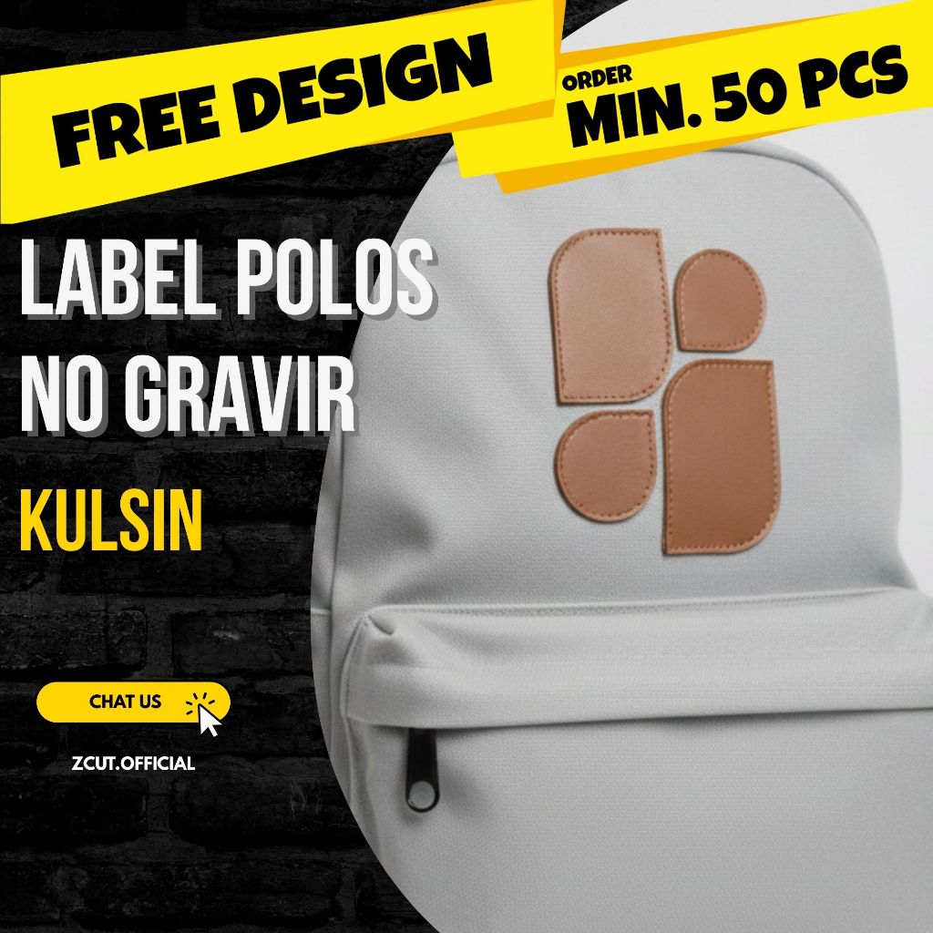 [MIN 50pcs] Label Kulit Sintetis Kulsin Custom POLOS TANPA GRAVIR Rebranding dompet, rajut, tas, pak