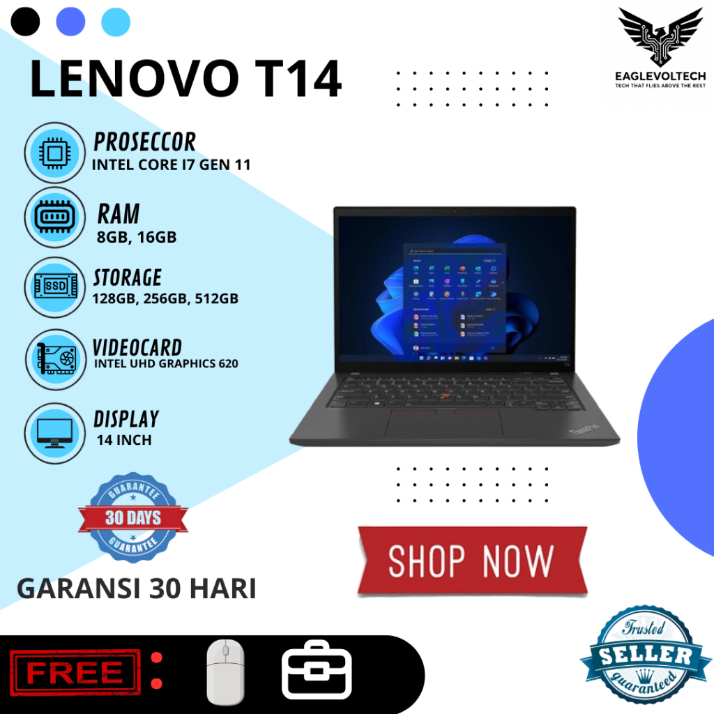 Laptop Lenovo Thinkpad T14 Core I7 Gen 11 Mulus Bergaransi