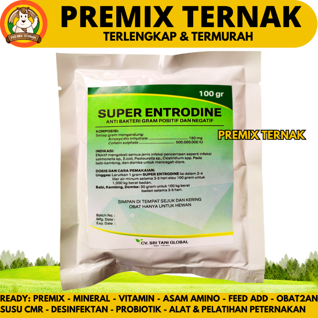 SUPER ENTRODINE 100 gr | Obat Mencret Ternak - Obat Mencret Ayam - Obat Mencret Kambing - Obat Mencr