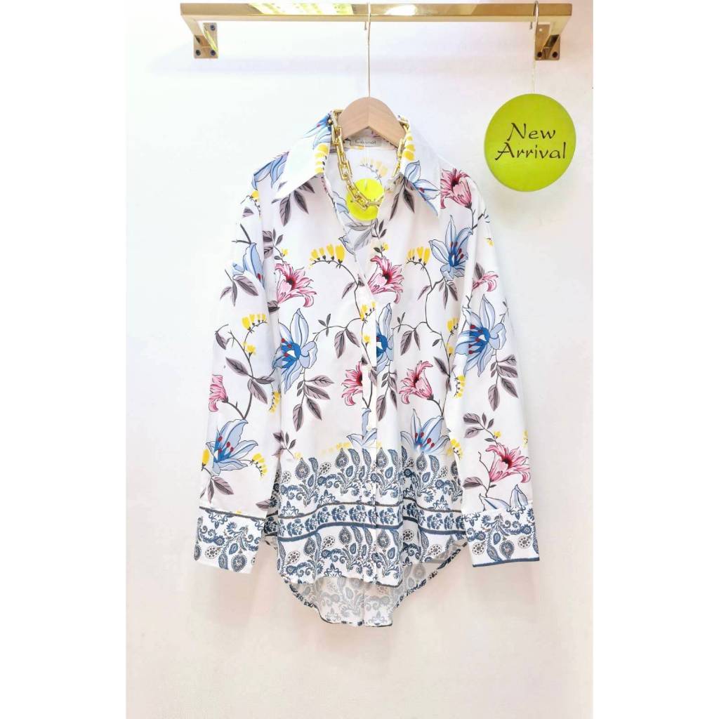 Kemeja Wanita Lengan Panjang Cannot 001 Motif Bunga Floral Casual Style Import Bangkok Bkk