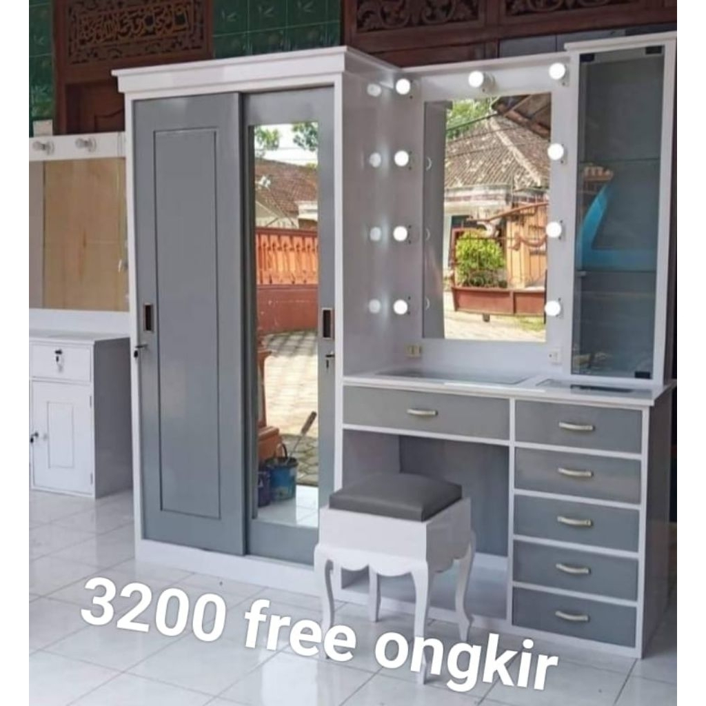 Meja rias + lemari 2 pintu jati