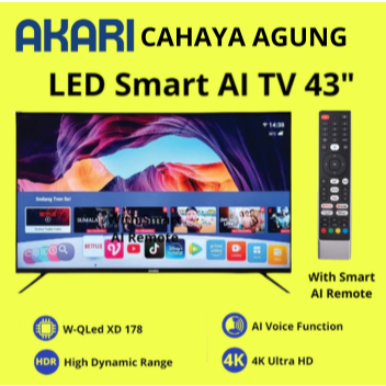 [ NEW ] AKARI Smart AI TV 43 inch UHD 4K Voice Command AT-5643W ( LED TV 43 Inch )